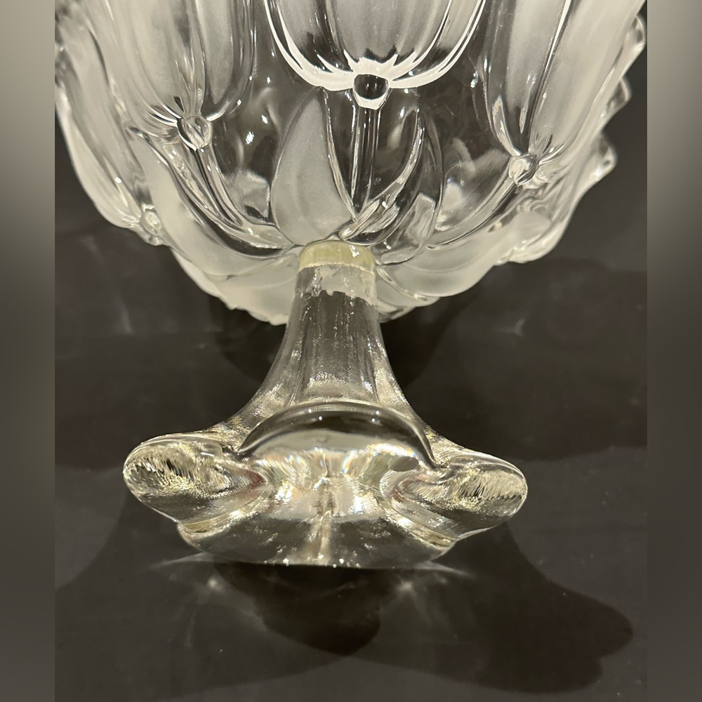 Mikasa Crystal Pedestal Tulips Satin Frosted Glass Footed Bowl 7" - Picture 3 of 9